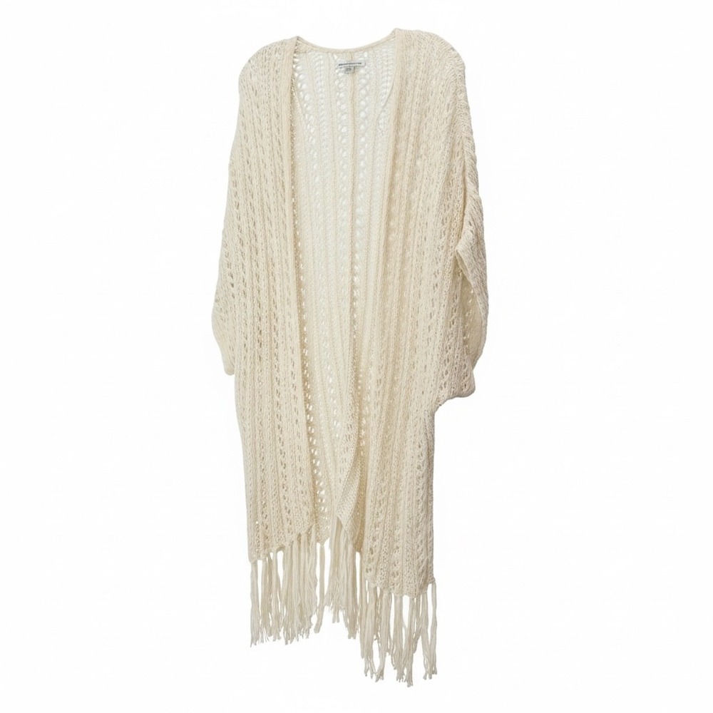 American Eagle Crochet Women XS/S Cream Hippie, Boho, Festival, Fringe Open Knit